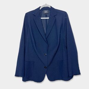 AKRIS Blazer Jacket Size 18 Navy Color Mulberry Silk Blend GUC